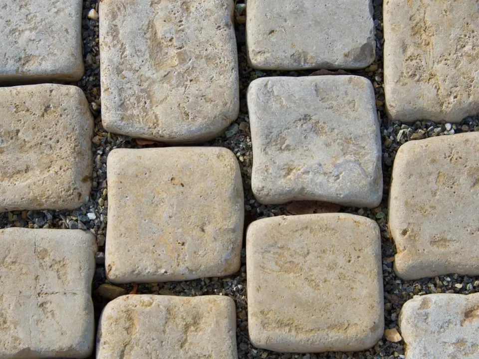 Pavés de pierre calcaire, détail